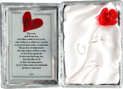 Kristallen Roos met gedicht OMA -Voor mijn Oma- kado voor Oma - New Dutch®