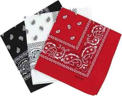 Set van 3 paisley hoofddoeken voor dames en heren 55 x 55 cm, halsdoek, zijden sjaal, hiphop hoofddoek,verschillende kleuren