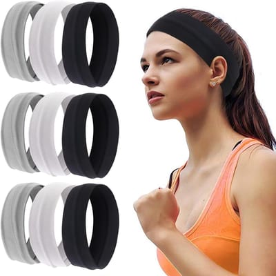 Set van 9 Elastische Sport Haarbanden voor Hardlopen, Yoga en Fitness - Ideaal voor Buitenactiviteiten en Transpiratiebeheer