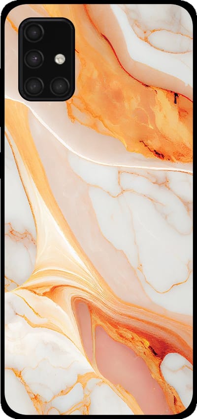 Smartphonica Telefoonhoesje voor Samsung Galaxy A71 4G met marmer opdruk - TPU backcover case marble design - Oranje geschikt voor Samsung Galaxy A71 4G