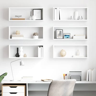 vidaXL - Wandschappen - kubus - 6 - st - 60x15x23 - cm - spaanplaat - wit