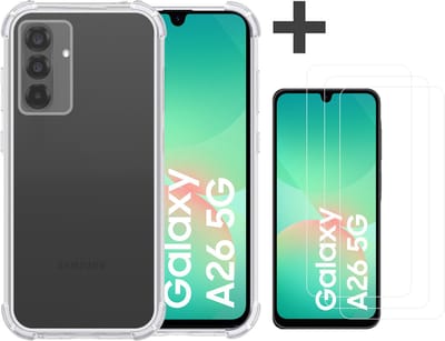 Hoesje met 3 Stuks Screenprotectors Geschikt voor Samsung Galaxy A26 Hoesje Siliconen Shockproof Case - Arara Backcover- Transparant