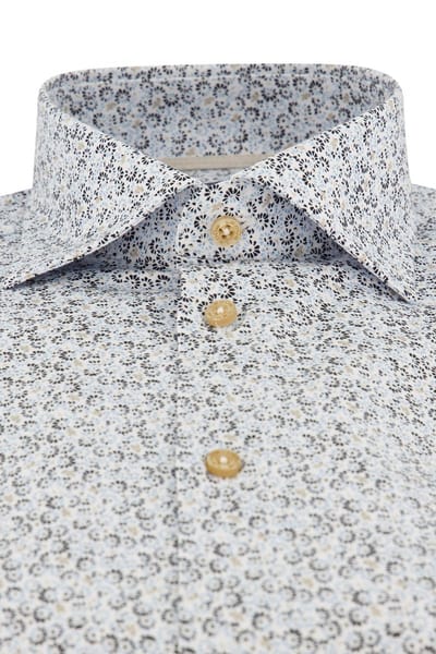 Ledub overhemd Modern Fit New blauw geprint katoen