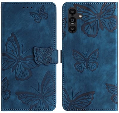 Coverup Hoesje - Geschikt voor Samsung Galaxy A36 Hoesje - Coverup Vlinders Book Case - Blauw