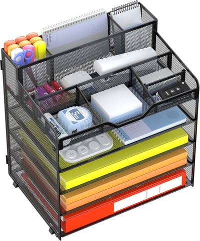 Bureau Organizer - Opbergbak Bureau - Documenten Sorteren - 5 Lagen Met Houders - Zwart