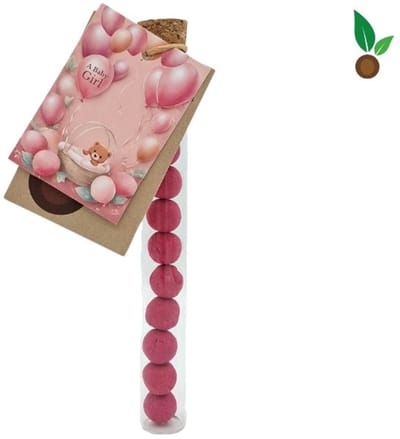 Geboorte meisje: 10 Babyroze Zaadbommetjes in Reageerbuisje