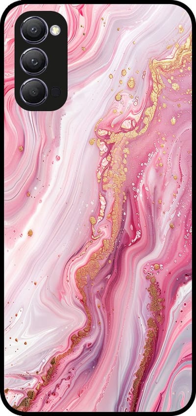 Smartphonica Telefoonhoesje Geschikt voor Oppo Reno4 5G met marmer opdruk - TPU backcover case marble design - Roze geschikt voor Oppo Reno4 5G