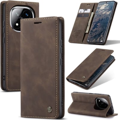 CaseMe Hoesje - Geschikt voor Xiaomi Redmi Note 14 Pro 5G / Pro+ / Poco X7 Hoesje - CaseMe 013 Book Case - Donkerbruin