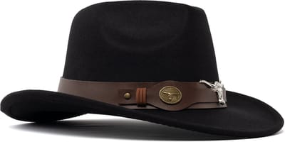 KIMU® Cowboyhoed Zwart Kinderen Stier - Zwarte Cowboy Western Hoed Stierenkop Jongen Meisje - Cowgirl Zilveren Bull Yellowstone Festival