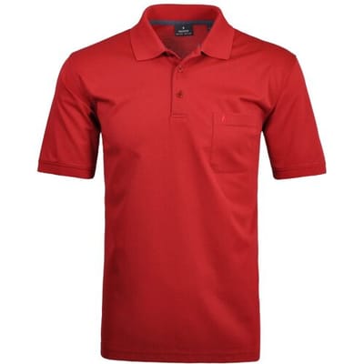 Ragman Softknit Poloshirt Breast Pocket Pima Cotton Mix Strawberry Melange / male