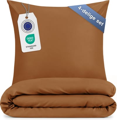 Blumtal Dekbedovertrek met Kussensloop - Anti-Allergisch - Tegen huisstofmijt - 240 x 220 cm - 2 Kussenslopen 40 x 70 cm - Bruin