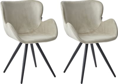 Colenis® - Anabella Eetkamerstoel - Set Van 2 - Beige - Velvet - Industrieel - Met armleuning