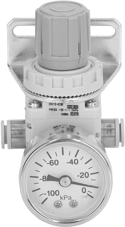 Dailygoods- Luchtdrukregelaar Compact - Werkdruk -100 tot -1.3 kPa - Zelfvergrendelend - Draaiknop - Eenvoudig instelbaar - Duidelijke schaal - Luchtregelaar
