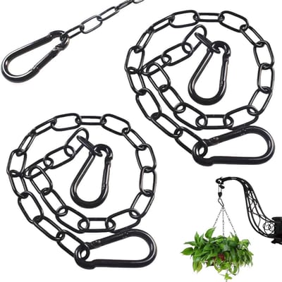 Roestvrijstalen ketting met karabijnhaak, 2 stuks, 0,5 m, 3 mm schakelketting, ideaal voor hekwerken en kooideuren