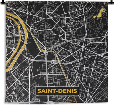 Wandkleed - Wanddoek - Frankrijk – Plattegrond – Stadskaart - Kaart - Saint-Denis - 180x180 cm - Wandtapijt