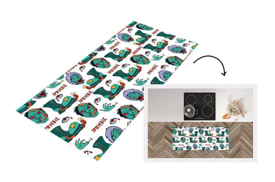 Keukenloper - Loper keuken - Tiener - Zombie - Schoenen - Patronen - 120x50 cm - Keukenloper vinyl