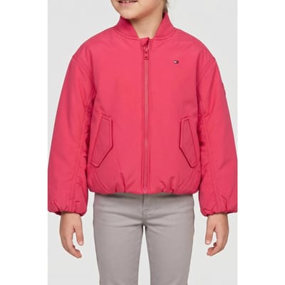 Tommy Hilfiger Girls Padded Bomber Vintage Cerise Size: 3 | Jackets Outlet | Unisex | Roze