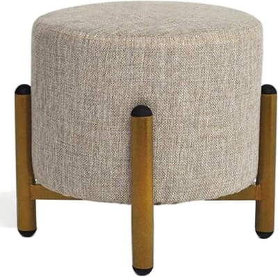 Opvouwbare Voetenbank - Ronde Kruk - Voeten Rusten - Verstelbare Hoogtes - 29x26CM - Beige