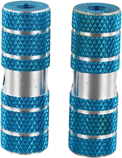 Fietspinnen Achteras - Voetsteunen Fiets - Stunt Fietsen - Antislip Gegroefd Ontwerp - 70 mm Lengte - Blauw