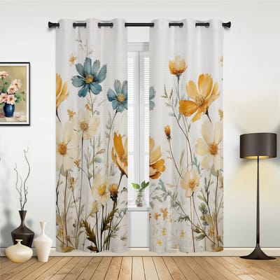 Bloem Plant Raamgordijnen voor Woonkamer Huis Slaapkamer Keuken Decora Kerstgordijn 135W x 60H(cm) x1