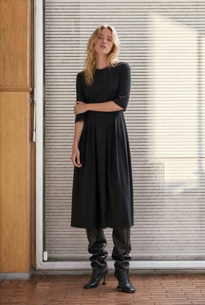 Heide tech jersey dress LS | Black - Black / S