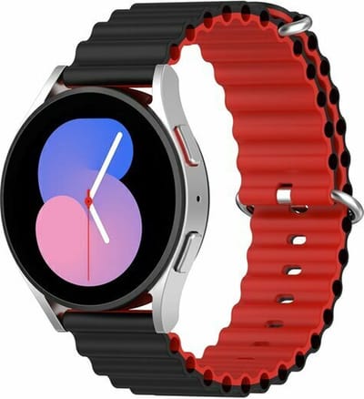 By Qubix - 20mm - Ocean Style bandje - Zwart / rood - Geschikt voor Huawei watch GT 2 (42mm) - Huawei watch GT 3 (42mm) - Huawei watch GT 3 Pro (43mm)
