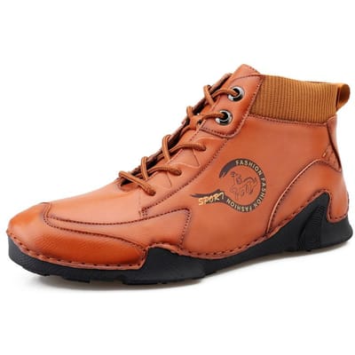 Herfst Nieuwe Trendy Casual Leren Hoge Leren Schoenen Plus Maat Doug Schoenen Heren Mode Schoenen 48 bruin