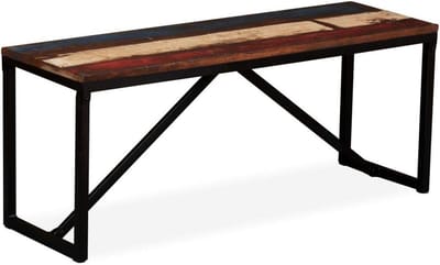 Gerecyclede Houten Bank - Lounge Bank - Entree Meubel - Unieke Vintage Stijl - 110 cm Lengte - Multicolor