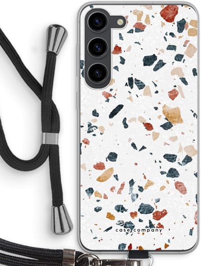 Case Company® - Hoesje met koord geschikt voor Samsung Galaxy S23 Plus hoesje met Koord - Terrazzo N°4 - Telefoonhoesje met Zwart Koord - Bescherming aan alle Kanten en Over de Schermrand