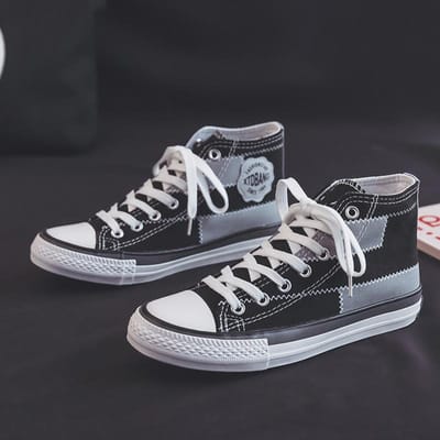 Hoge Canvas Schoenen Dames Veterschoenen Dames Lente en Herfst Nieuwe Student Trend Mode Damesschoenen 39