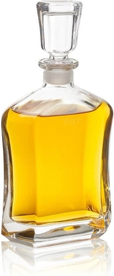 Bormioli RoccoGlazen whisky/water karaf 700 ml/26 cm kristal - Kristalglas look whiskey fles - Platte whiskykaraf/whiskyfles van glas