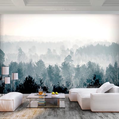 98cm X 70cm - Zelfklevend fotobehang -   Winter bos , Premium Print