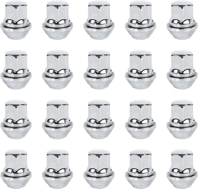 Dailygoods - 20 stuks wielmoeren M12 x 1,5 eendelige chromen wielmoeren staal eikelzit-wielmoeren voor de Ford Mondeo Fiesta Focus (zilver)