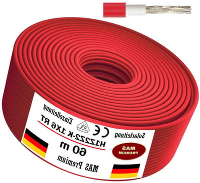 Solarkabel H1Z2Z2-K - Zonnekabel Energiekabel - Installatie Zonnepanelen - Halogeenvrij Dubbel Geïsoleerd - 60 Meter - Rood