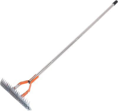 Verticuteerhark - Gazonhark rotshark - Gazononderhoud - Verstelbare steel - 37.6 cm breed - Metaal