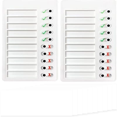 Dailygoods- Checklist Herbruikbaar - Memo Kaartschema - Notitieblok met 10 Blanco Pagina's - Schuifregelaar - Set van 2 Stuks - Plastic - To-do Lijst