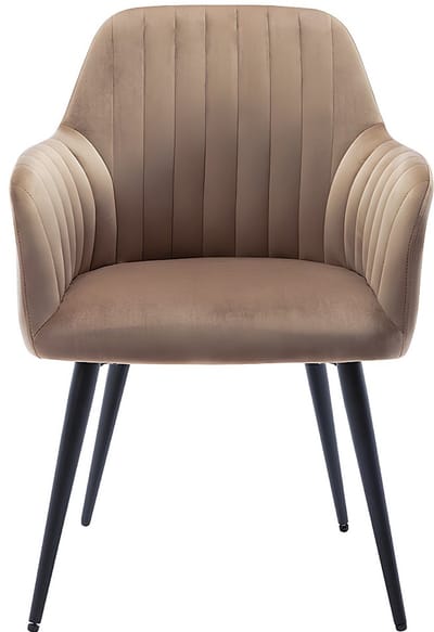 Vente-unique Set van 2 stoelen met armleuningen ELEANA - Fluweel en zwart metaal - Beige