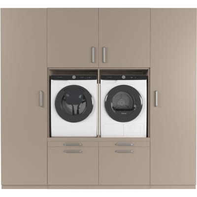 Wasophoogte® Wasmachine Kast Vienna - Wasmachine verhoger - Wasmachine ombouw - 700(D)*2530(B)*2350(H) mm - Taupe