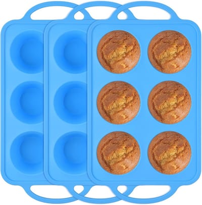 Siliconen Muffinvorm met Metalen Frames - 3 Stuks, Antiaanbak Cupcake Bakvorm