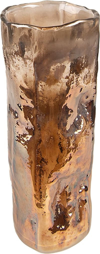 Clayre & Eef Vaas Ø 8x20 cm Bruin Glas