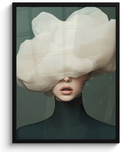 Poster in lijst - Fotolijst 50x70 cm - Posters - Hoed - Vrouw - Beige - Posterlijst zwart - Decoratie - Wanddecoratie woonkamer - Muurdecoratie slaapkamer