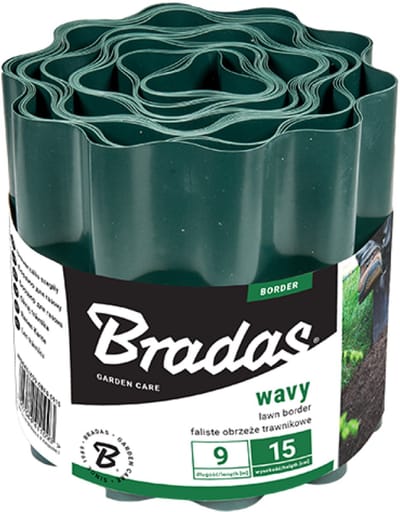 Bradas gazonrand, hoogte: 150 mm, lengte: 9 m, groen