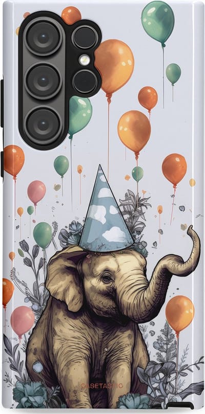 Casetastic Hoesje Geschikt voor Samsung S23 Ultra - Stijlvolle Beschermende Duo-layer Case - Olifant Verjaardag