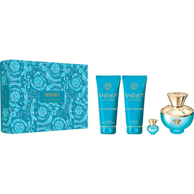 Versace Dylan Turquoise Pour Femme Gift Set - Eau De Toilette Spray 100ml, Body Lotion 100ml, Shower Gel 100ml, Miniature Eau De Toilette 5ml