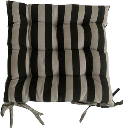 Mica Tuinstoelkussen Zwart 46x46x7 cm – Comfortabel Stoelkussen met Vulling en Touwtjes
