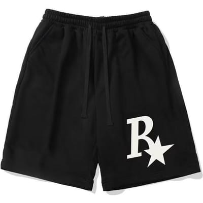 Shorts Heren Zomer High Street Trend Vijfpuntsbroek Veelzijdig Losse Rechte Joggingbroek 3XL zwart