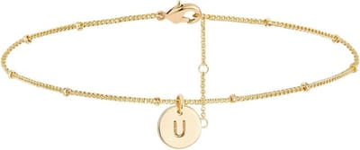 Gouden Anklet - Enkelbandje Armband - Strand Outfit - Munt Disc Hanger - Verstelbaar - Goud