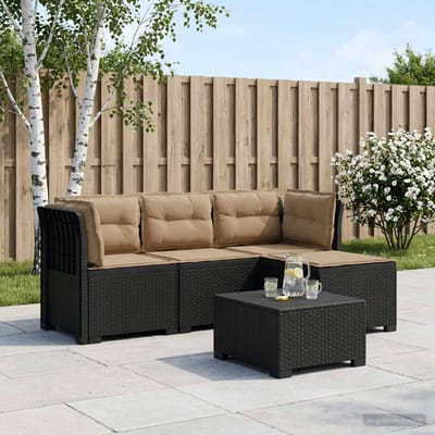 vidaXL - 4-Zitter - Tuin - Sofa - met - Kussens - Rattan - Look - PP - Antraciet