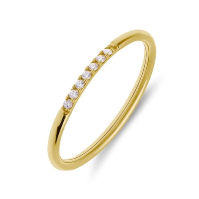 Lucardi Dames 9 karaat rijring met zirkonia - Ring - 9 Karaat - Goudkleurig - 17.50 / 55 mm
