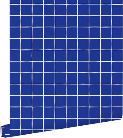 ESTAhome behang geblokt motief blauw - 50 x 900 cm - 131268